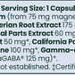 Supplement Facts: Serving Size 1 Capsule, Amt per serving: Magnesium bisglycinate 15 mg, Valerian Root Extract 175 mg, Passion flower Extract 60 mg, Lemonbalm 50 mg, California Poppy Seed Extract 25 mg, L-Theanine 100 mg, Gamma-aminobutyric acid 100 mg (as PharmaGABA 125mg)